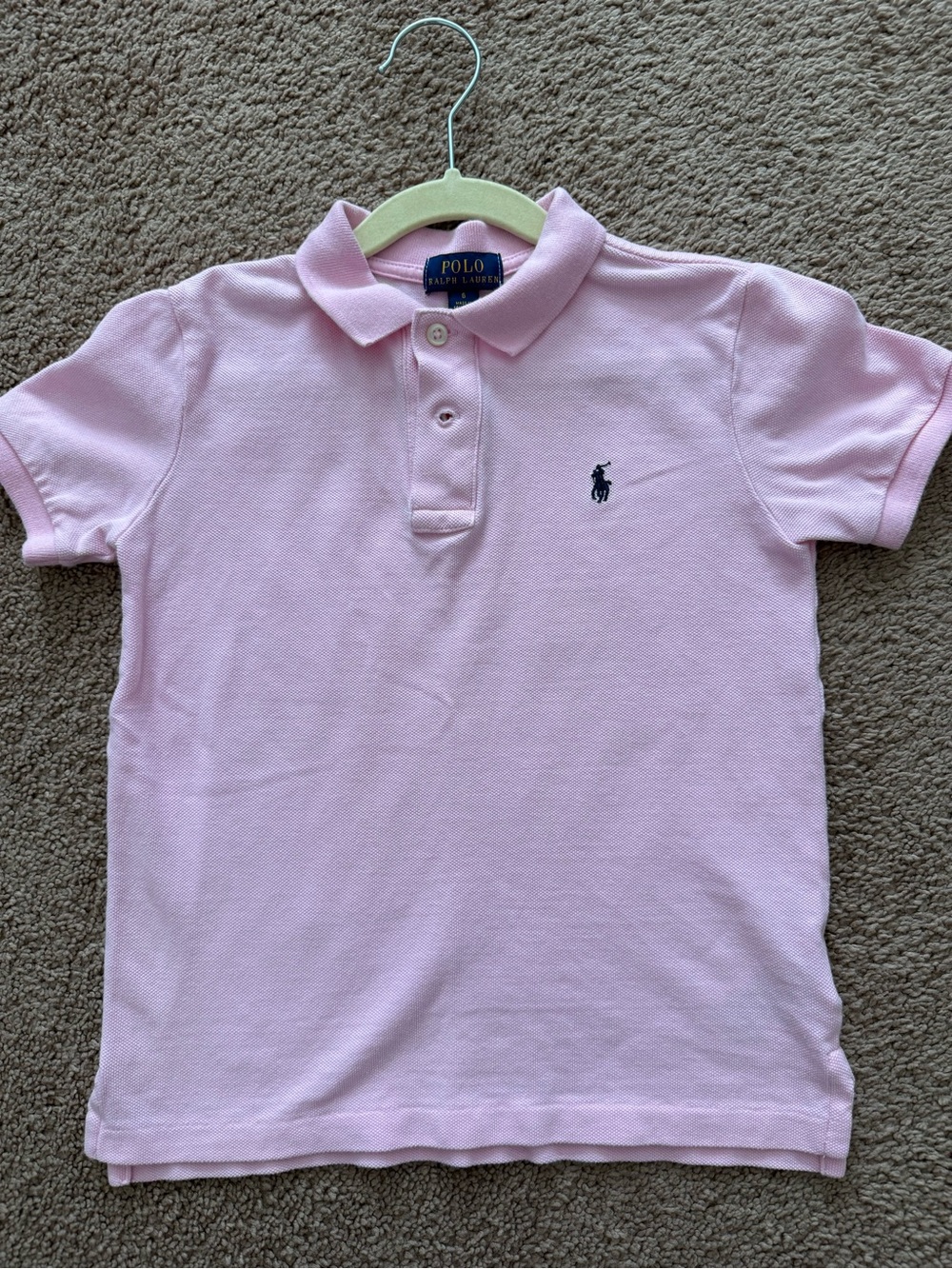Polo by Ralph Lauren Light Pink Short Sleeve Polo with Navy Embroidered Pony - Picture 2 of 4